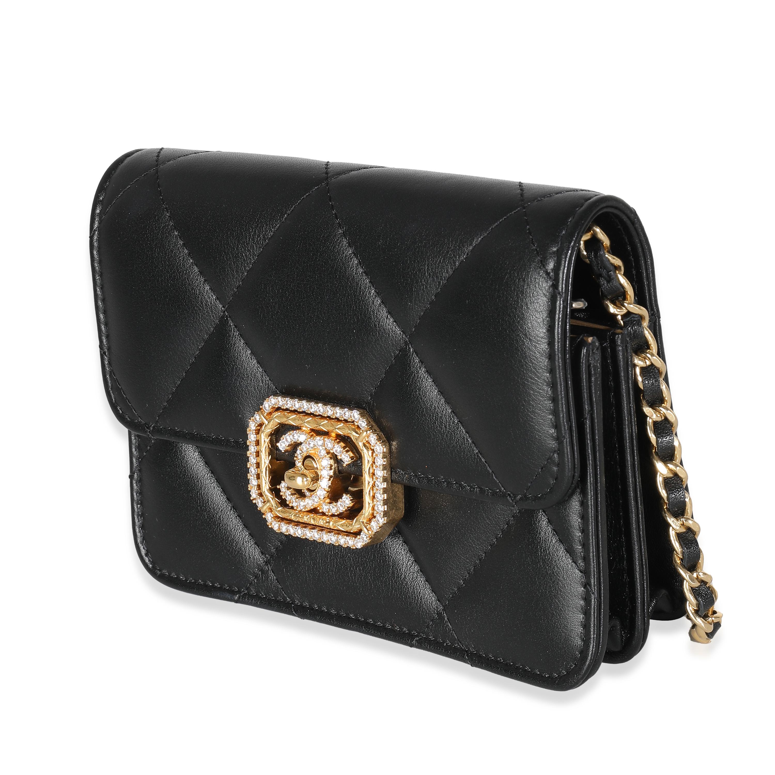 Chanel Black Quilted Calfskin Strass Mini Flap Bag In Excellent Condition For Sale In New York, NY