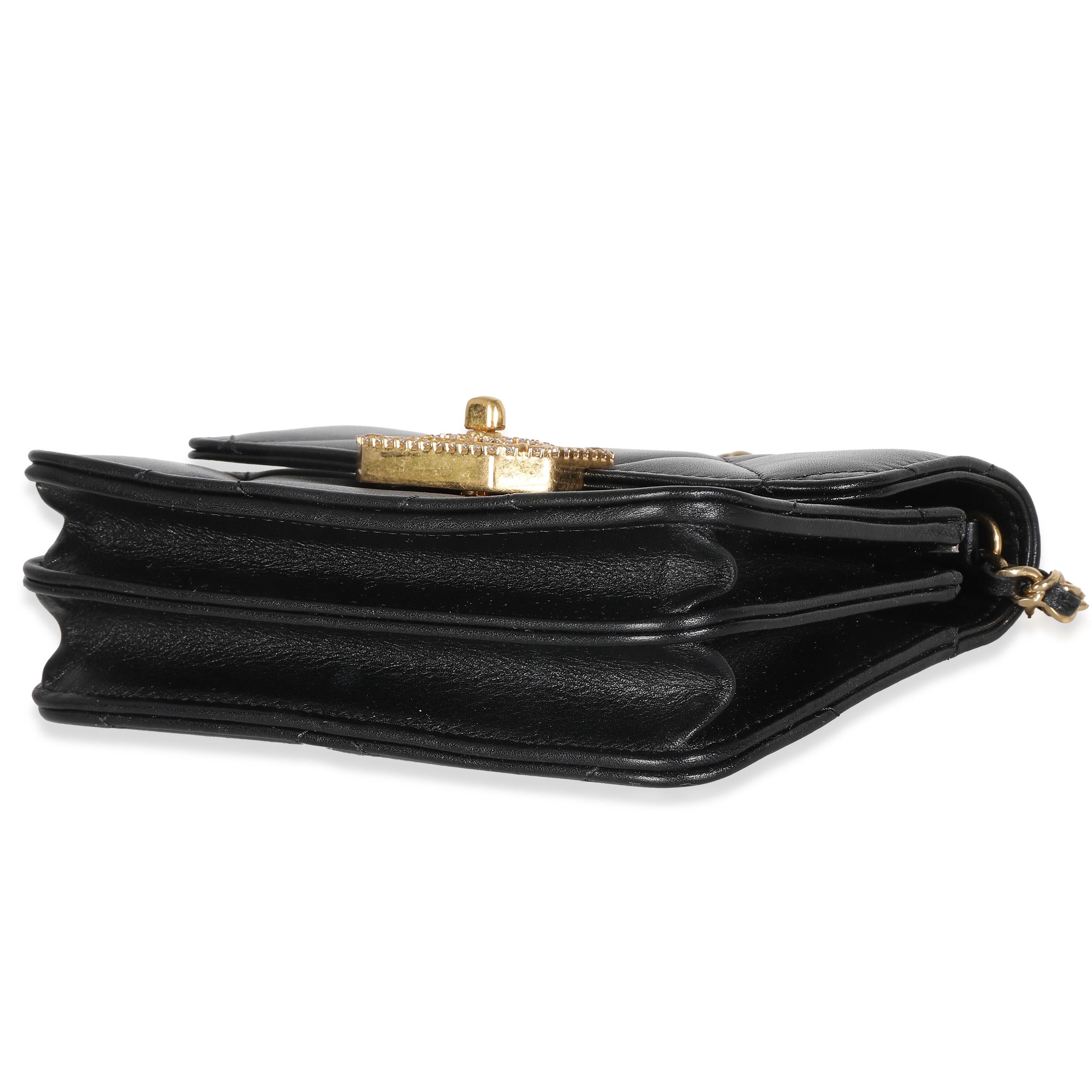 Women's Chanel Black Quilted Calfskin Strass Mini Flap Bag For Sale