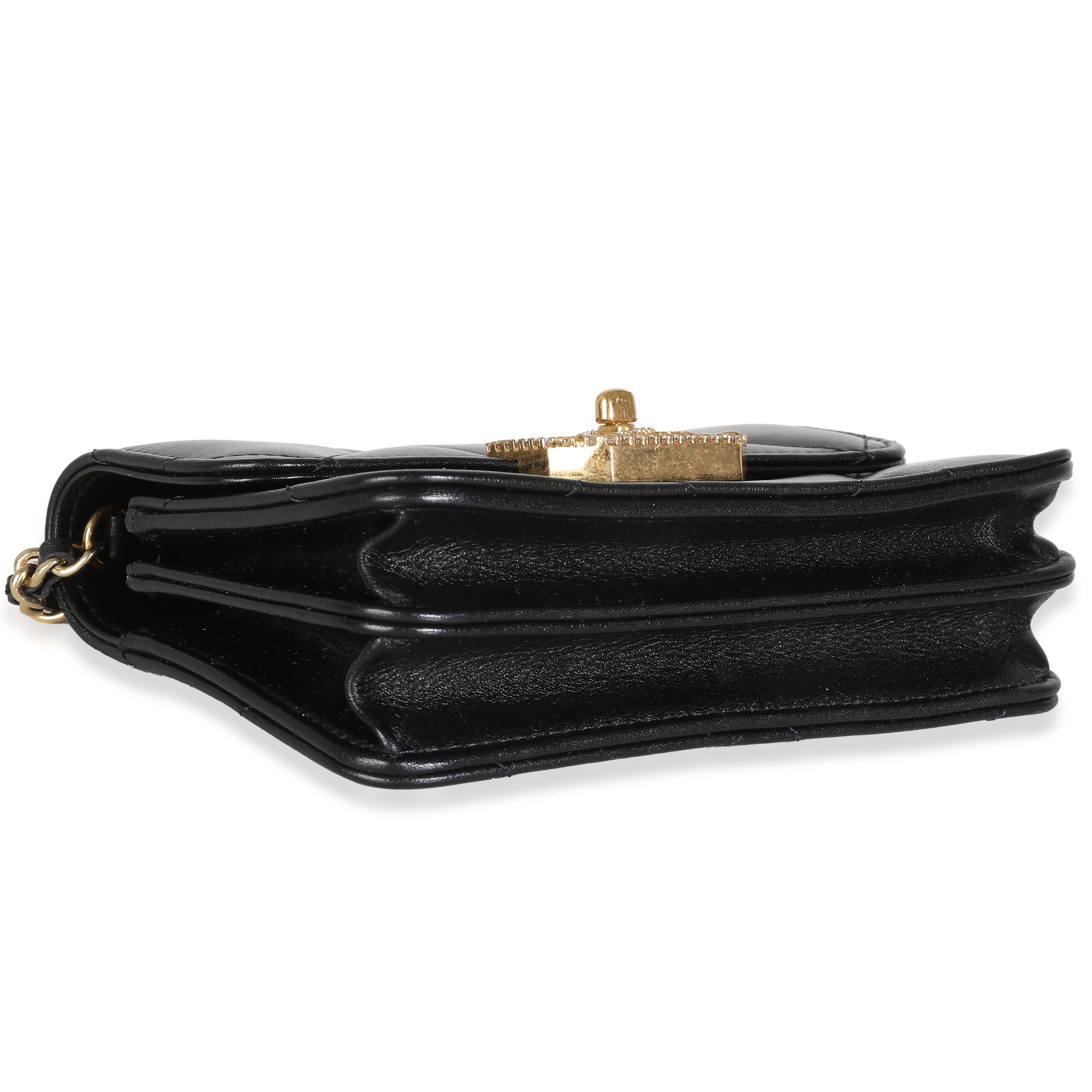 Chanel Black Quilted Calfskin Strass Mini Flap Bag For Sale 2