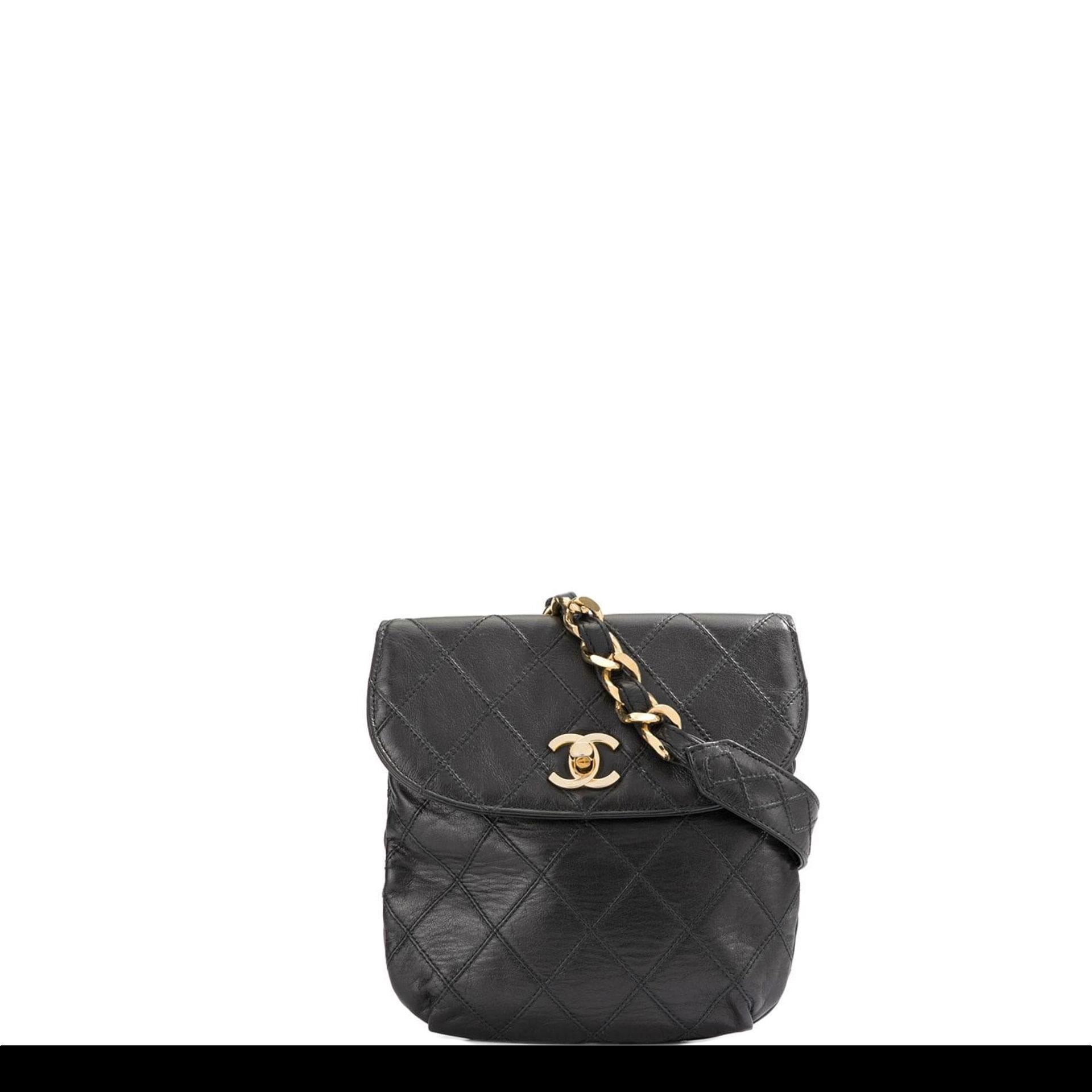 Chanel Black Quilted Calfskin Waist Pouch Fanny Pack For Sale 4
