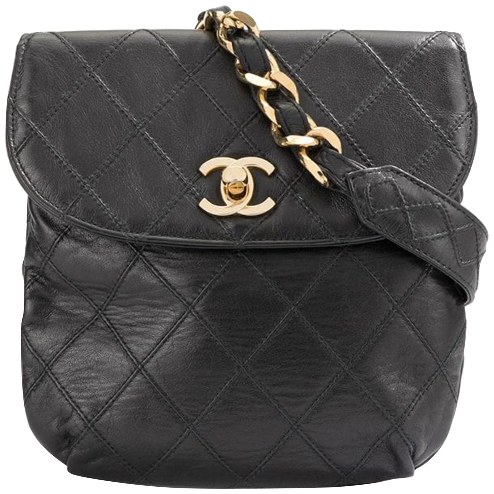 Chanel Black Quilted Calfskin Waist Pouch Fanny Pack For Sale 5
