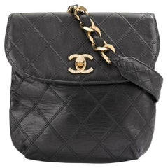 Chanel Schwarzer gesteppter Kalbsleder-Taille Beutel mit Fanny Pack