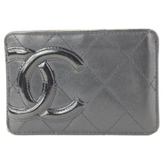 Vintage Chanel Black Quilted Cambon Ligne Card Holder Wallet Case 679cas618