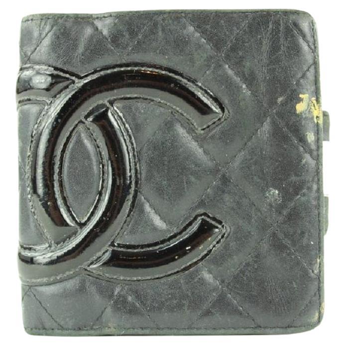 Portefeuille compact noir matelassé Cambon Ligne de Chanel 3C11117 en vente