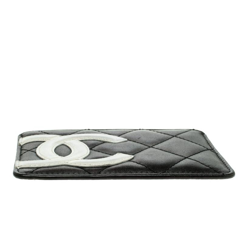 Chanel Black Quilted Cambon Ligne Leather Card Holder Damen