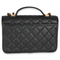 Chanel Black Quilted Caviar 22K Top Handle Flap Bag