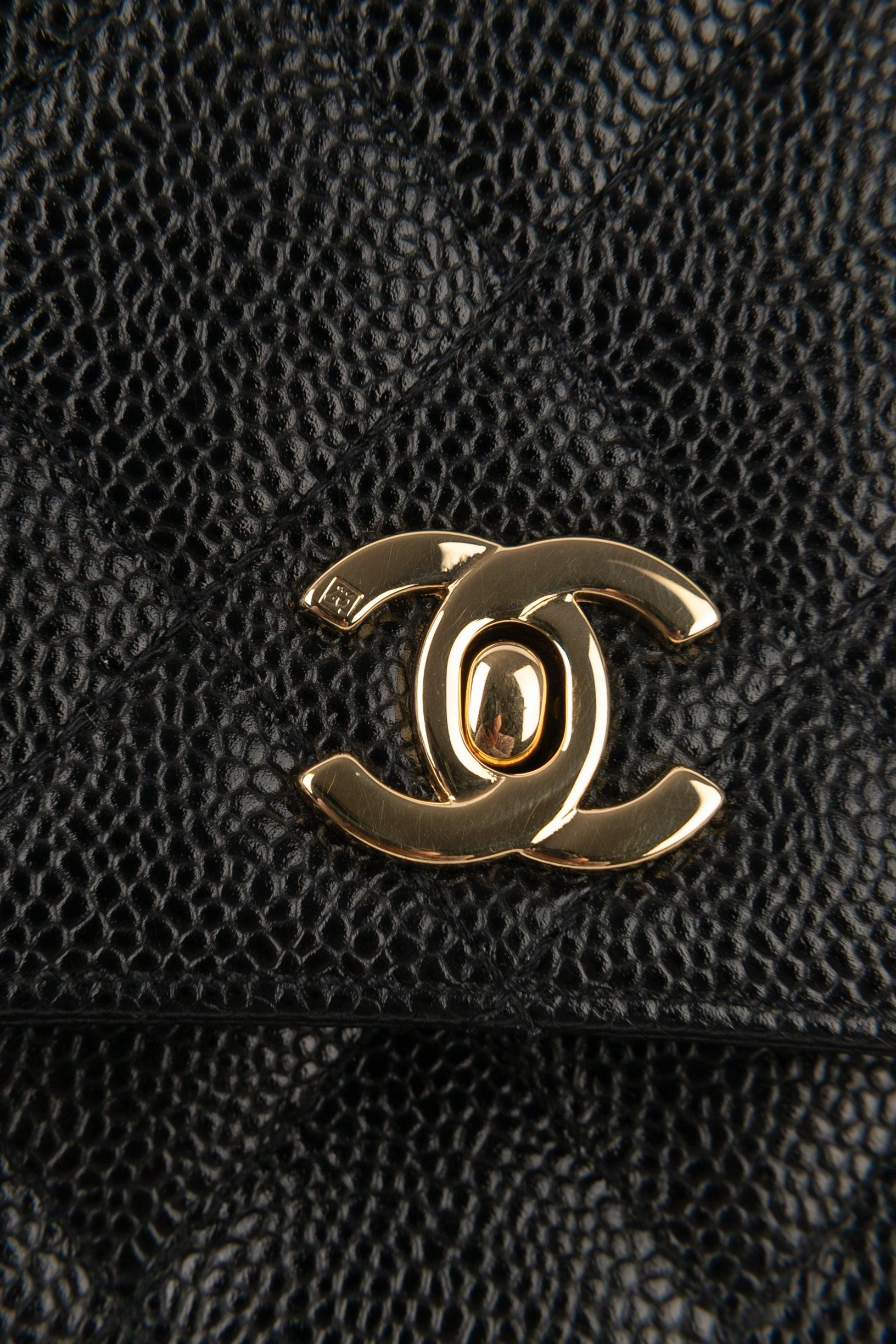 Chanel Black Quilted Caviar Calfskin Handbag, 2002/2003 For Sale 3