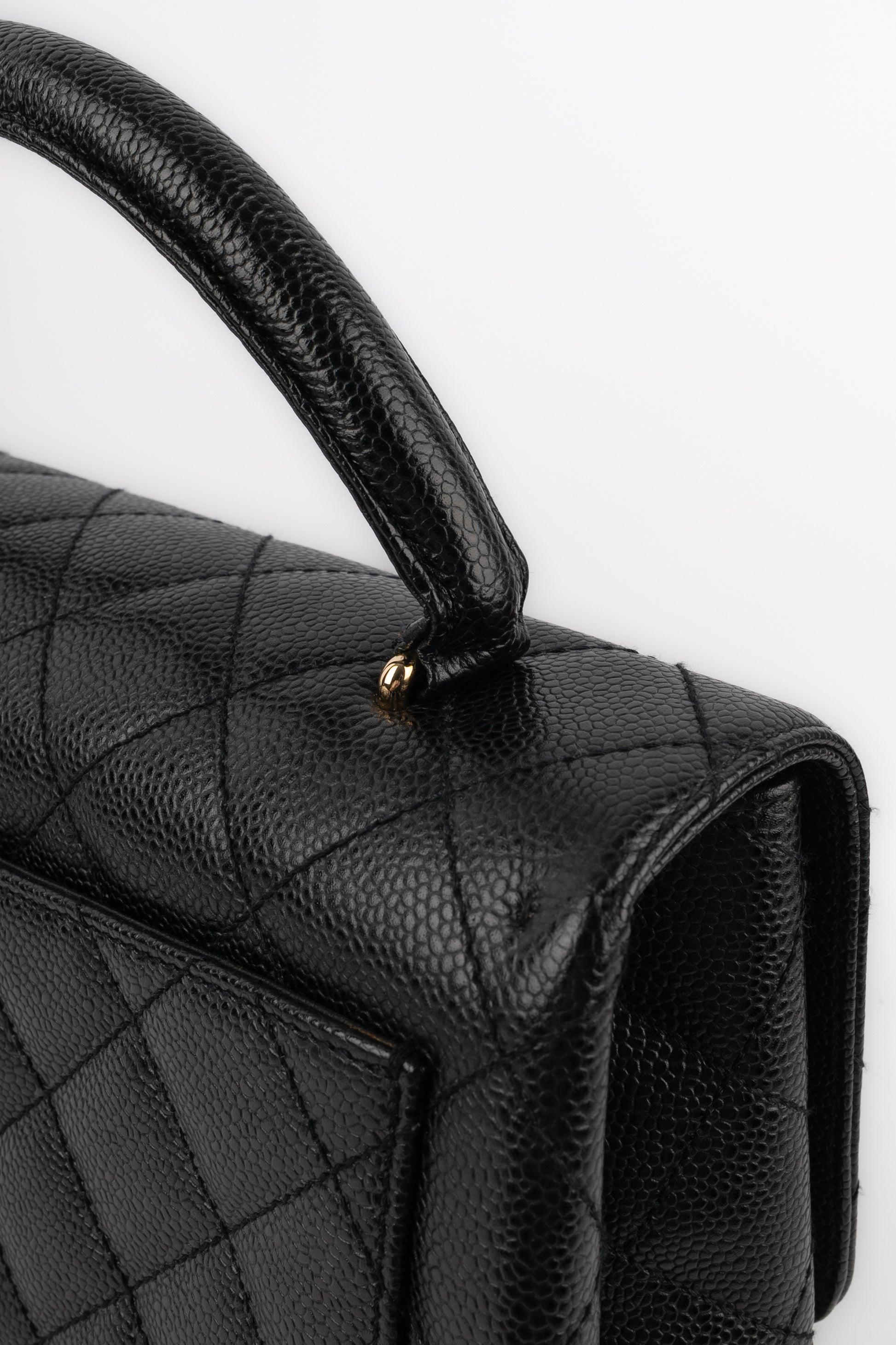 Chanel Black Quilted Caviar Calfskin Handbag, 2002/2003 For Sale 4