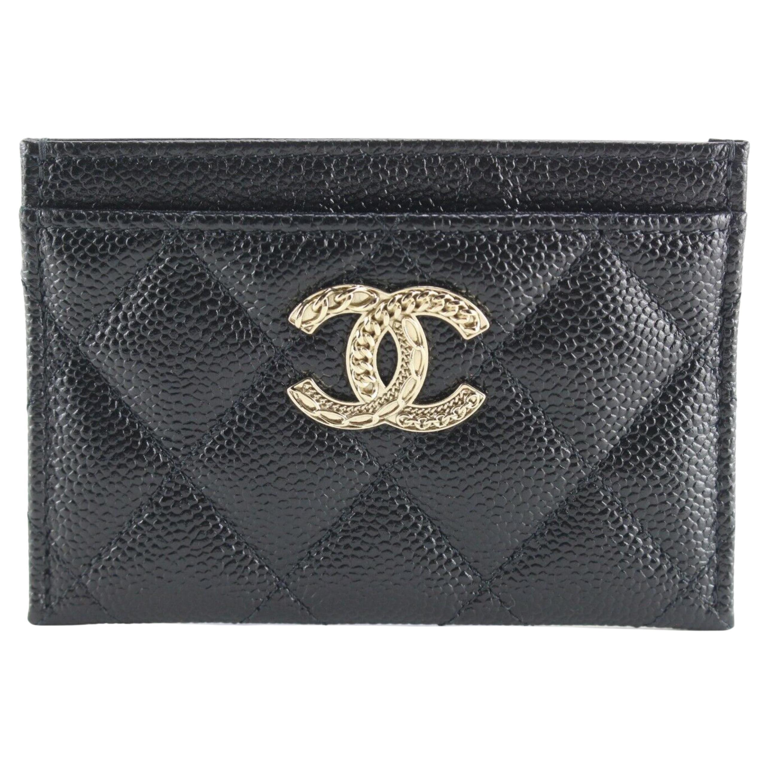Chanel Black Quilted Caviar Card Holder 1CJ0216
