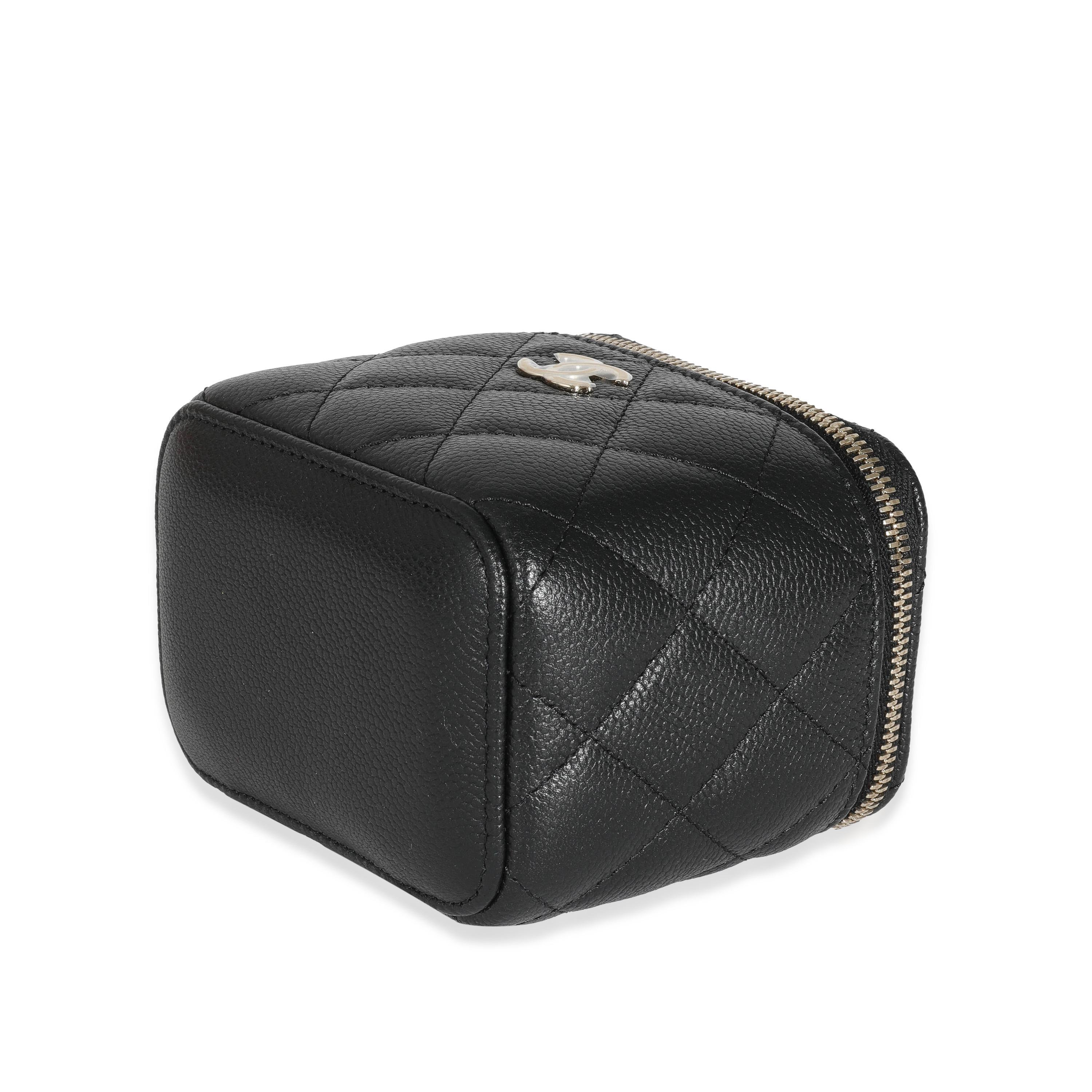 Chanel Black Quilted Caviar CC Link Mini Vanity Case 3