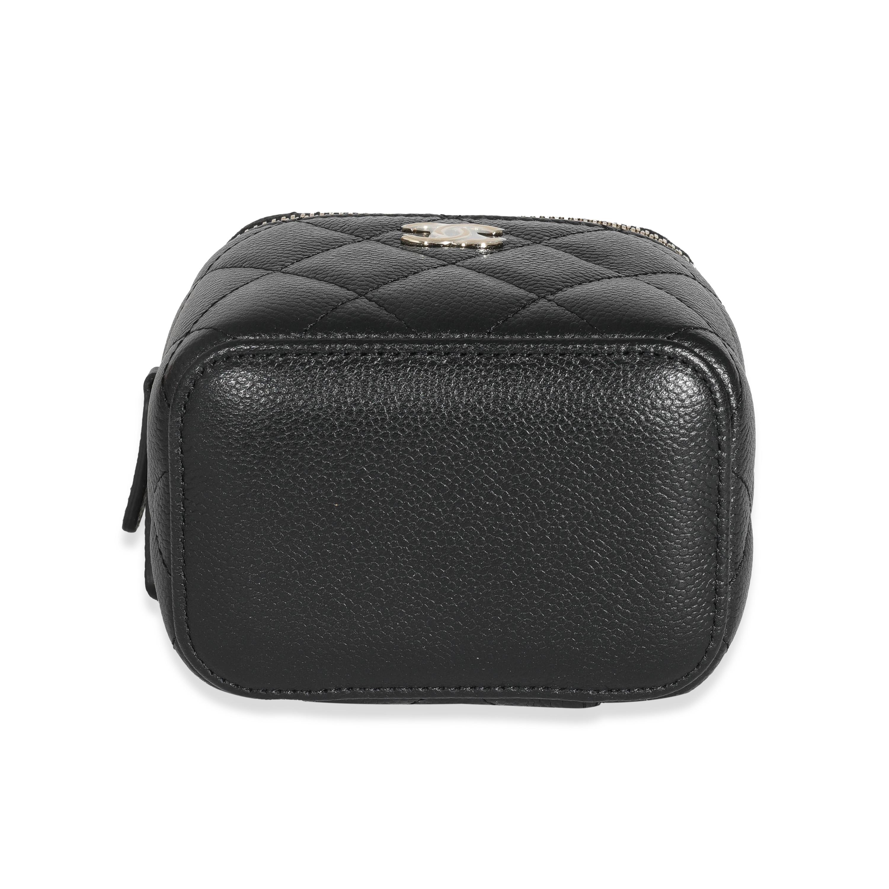 Chanel Black Quilted Caviar CC Link Mini Vanity Case 4
