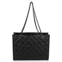 Chanel Black Quilted Caviar CC Shopping Tote