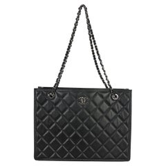 Chanel Black Quilted Caviar CC Shopping Tote