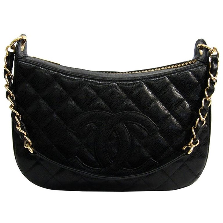 Chanel Black Quilted Caviar CC Shoulder Bag