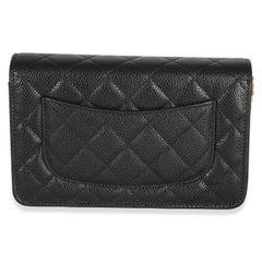 Chanel Black Quilted Caviar CC Wallet On Chain