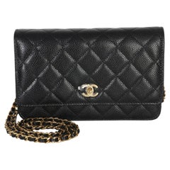Chanel Black Quilted Caviar CC Wallet On Chain