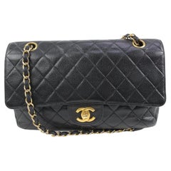 Chanel Black Quilted Caviar Classic Double Flap Gold Chain Bag 82cz418s