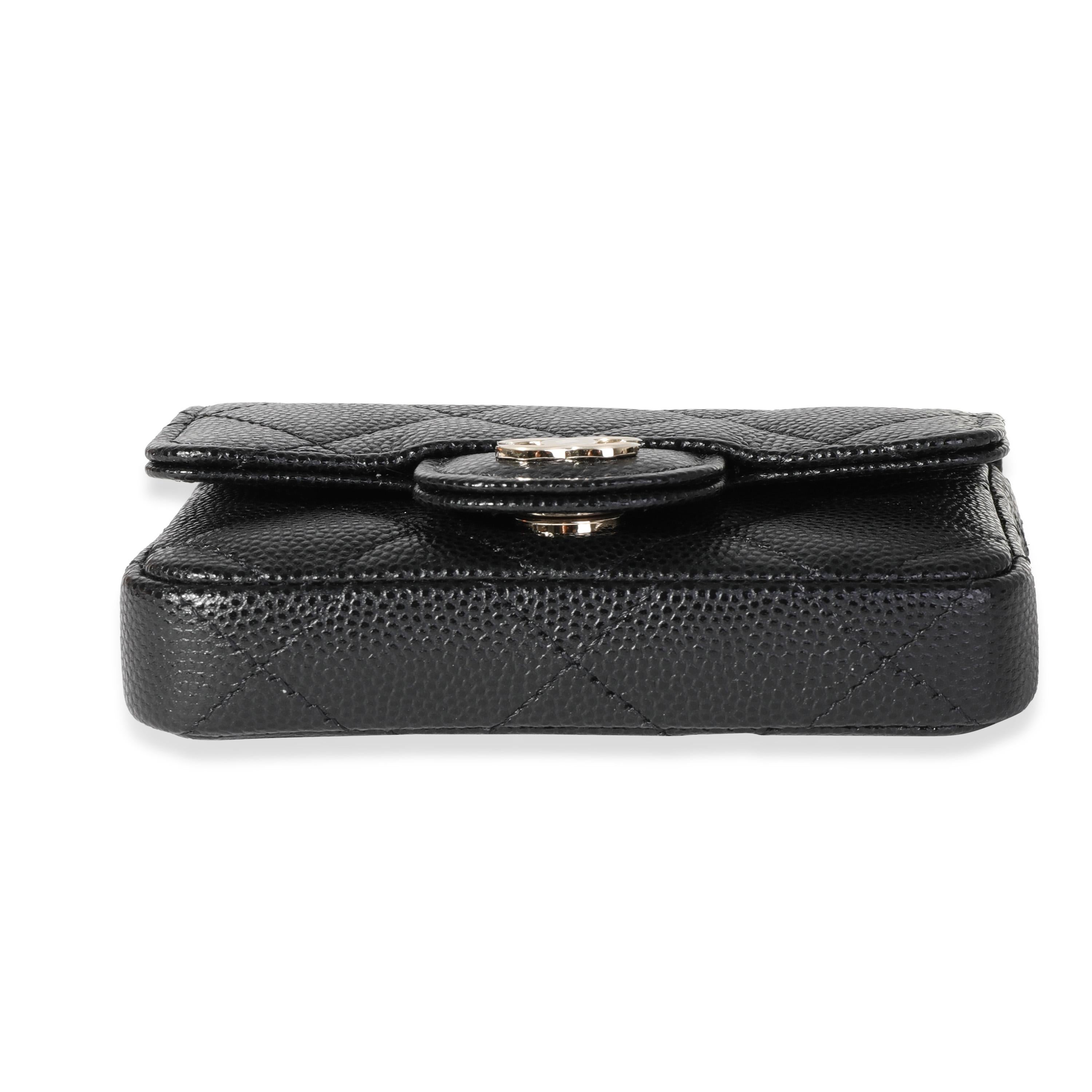 Chanel Schwarze gesteppte klassische Mini-Gürteltasche mit Kette in Kaviar 4