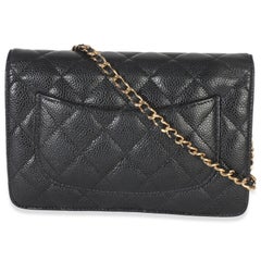 Chanel Black Quilted Caviar Classic Wallet On Chain