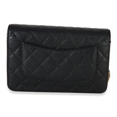 Chanel Black Quilted Caviar Classic Wallet On Chain
