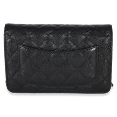 Chanel Black Quilted Caviar Classic Wallet On Chain