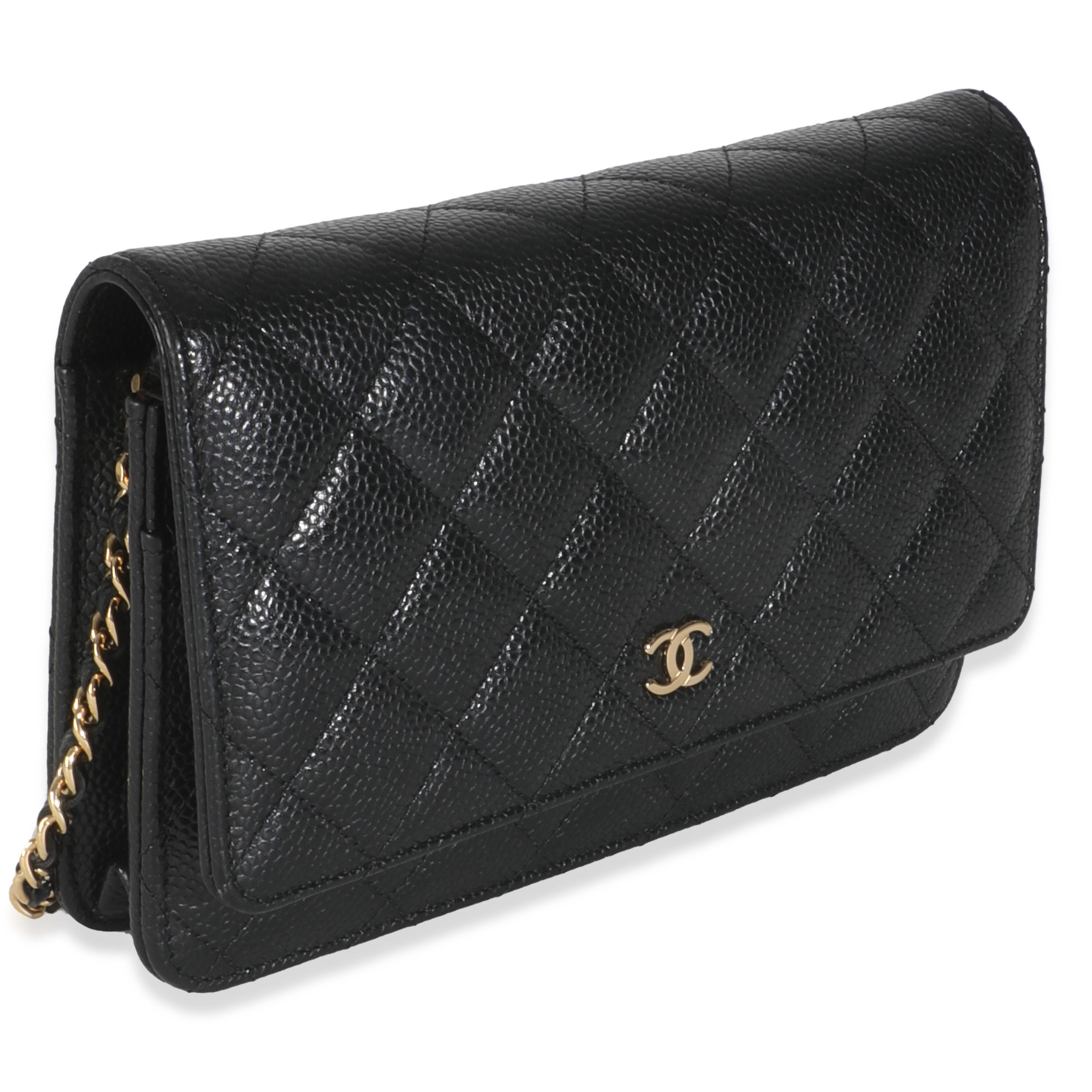 Chanel Black Quilted Caviar Classic Wallet On Chain In Excellent Condition In New York, NY