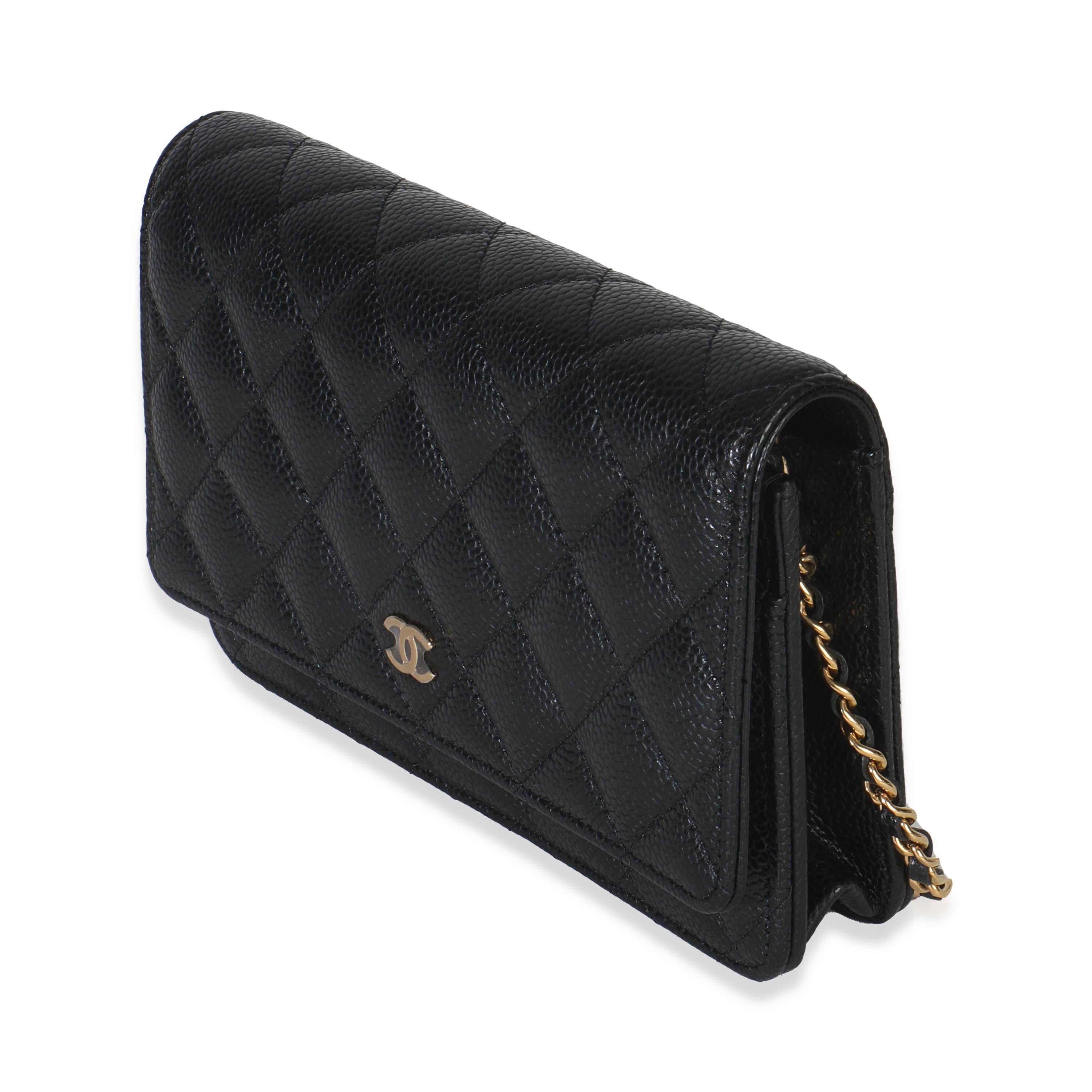 Noir Chanel Portefeuille classique en caviar matelassé noir sur chaîne