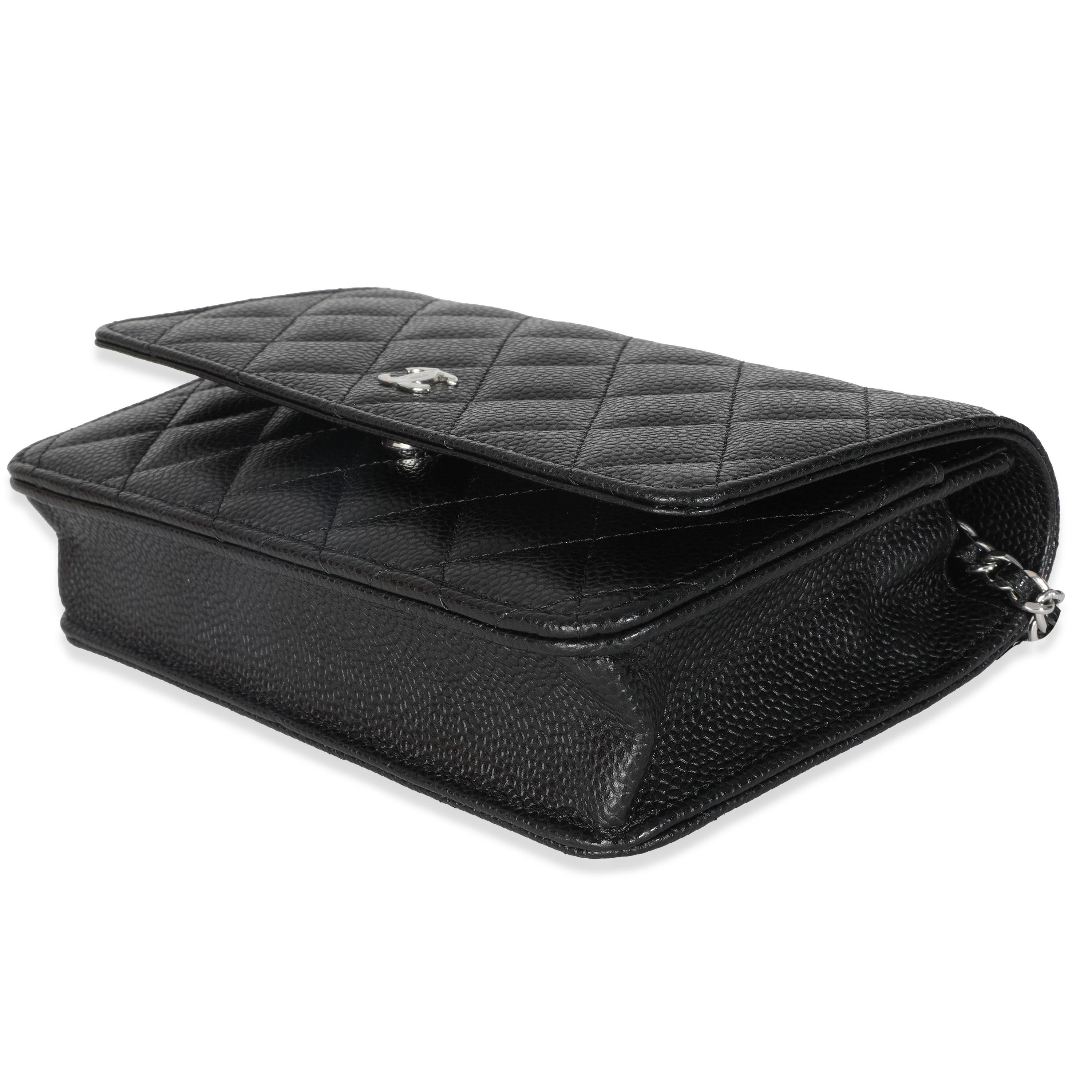 Chanel Black Quilted Caviar Classic Wallet On Chain For Sale 1