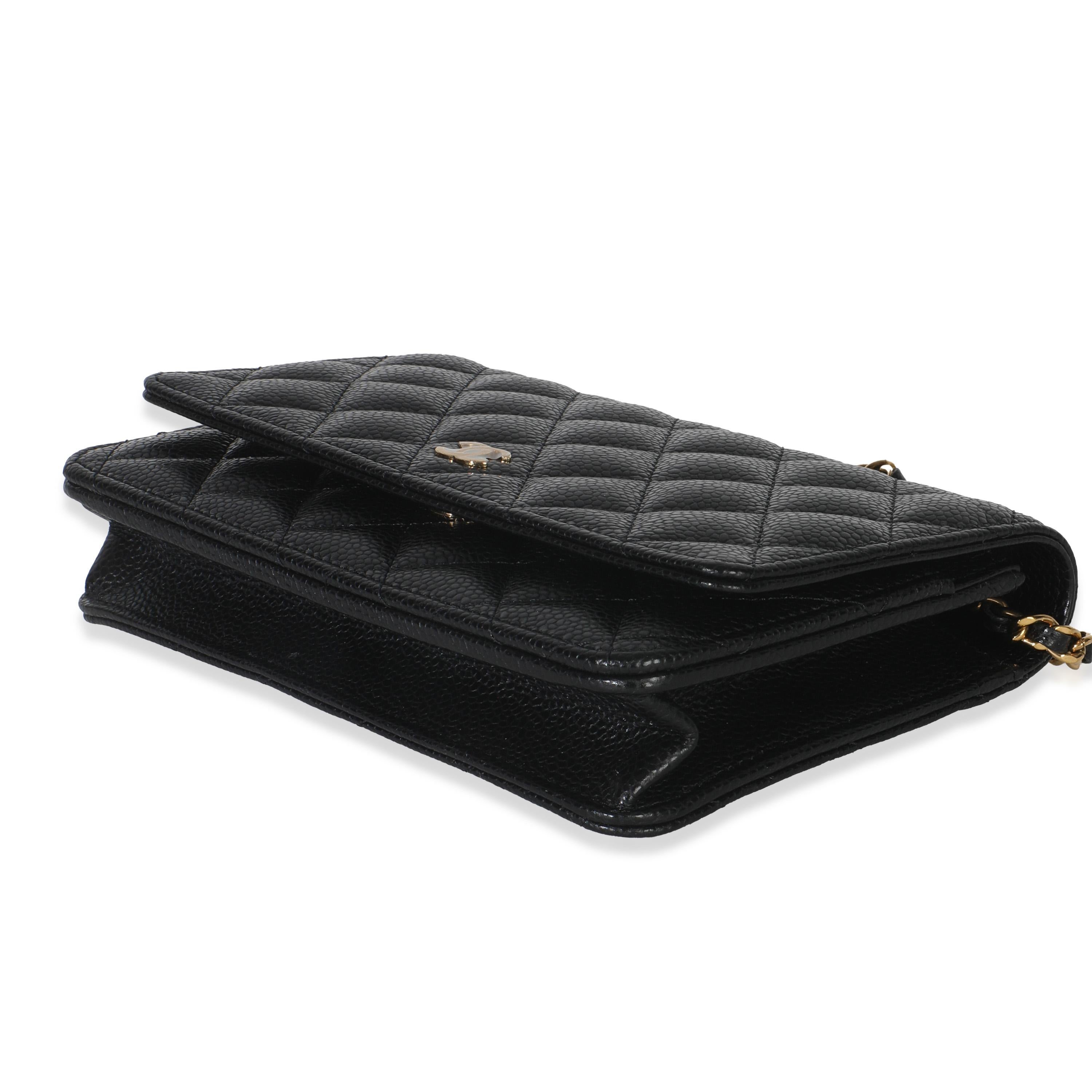  Chanel Portefeuille classique en caviar matelassé noir sur chaîne Pour femmes 