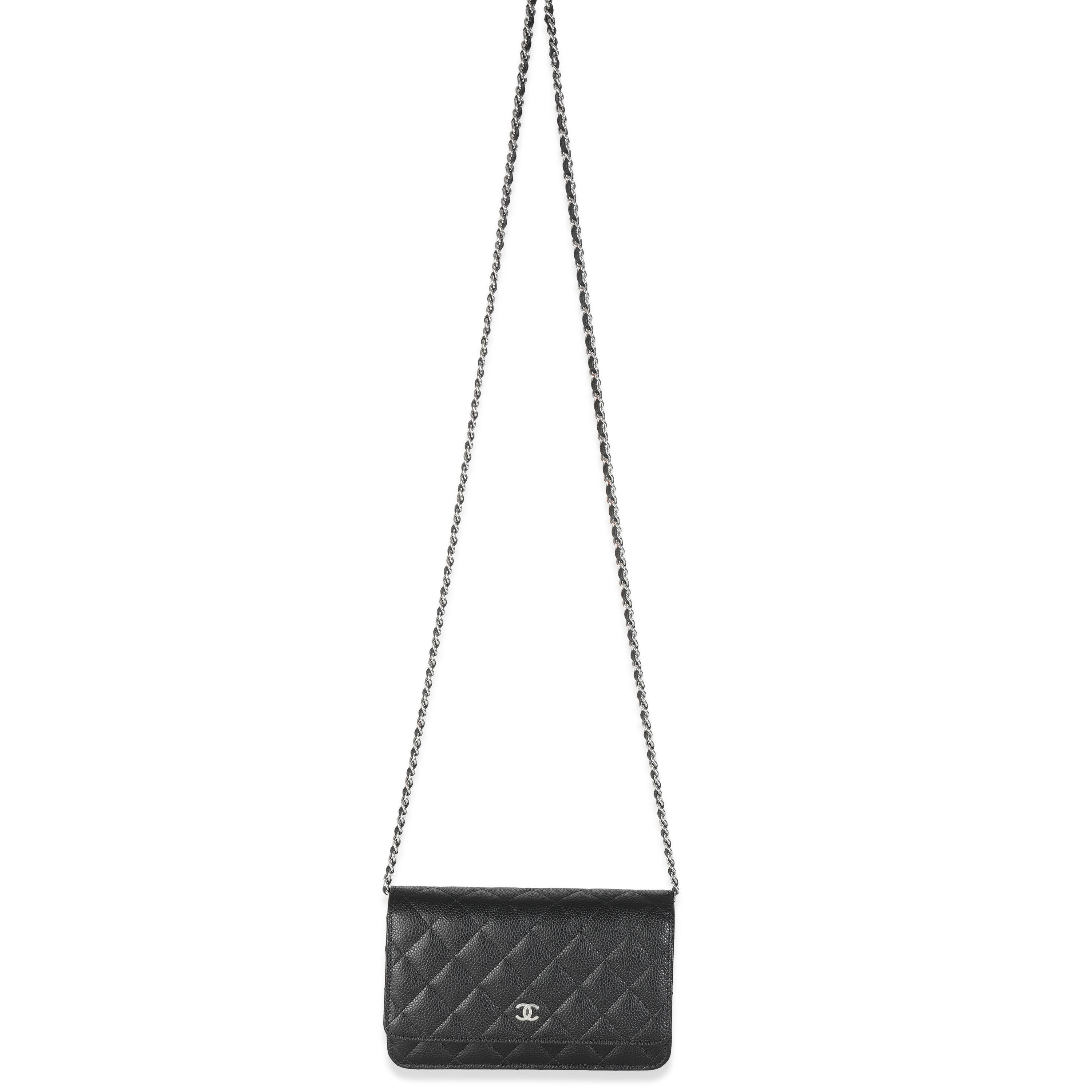 Chanel Black Quilted Caviar Classic Wallet On Chain For Sale 2