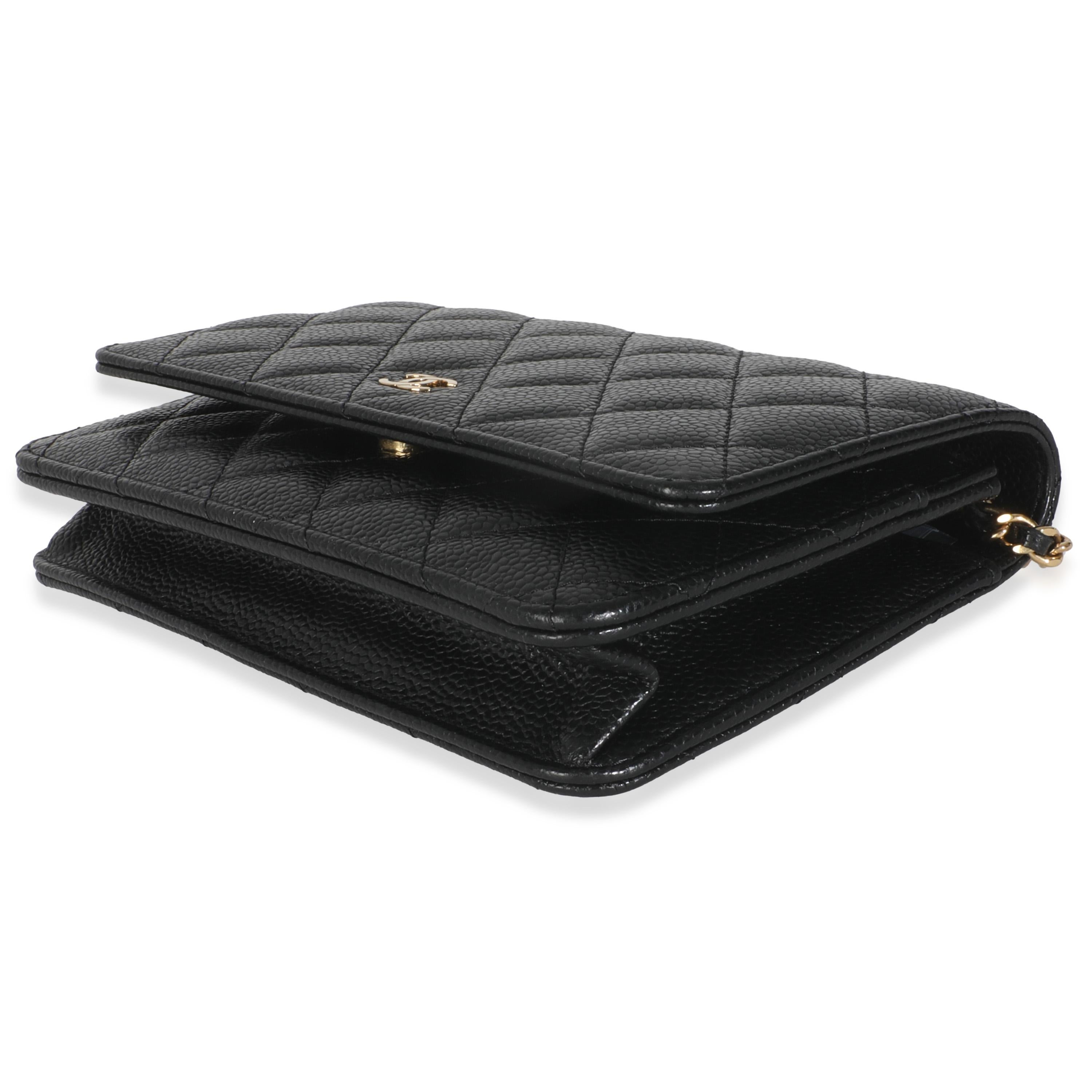 Chanel Black Quilted Caviar Classic Wallet On Chain 3