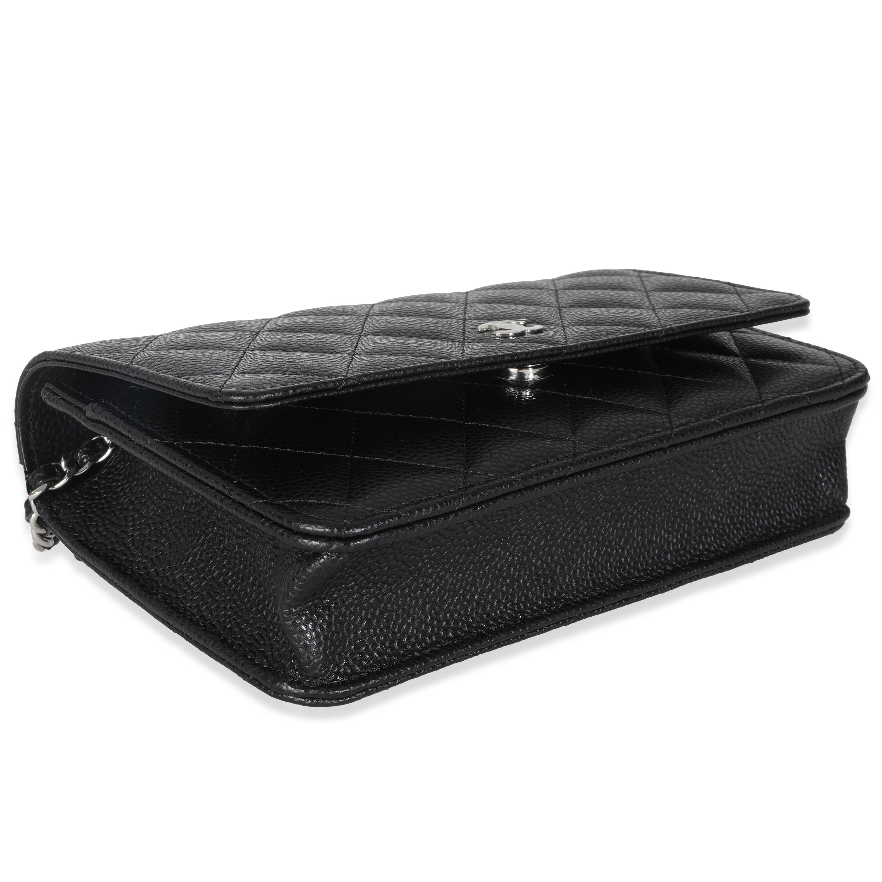 Chanel Black Quilted Caviar Classic Wallet On Chain For Sale 3