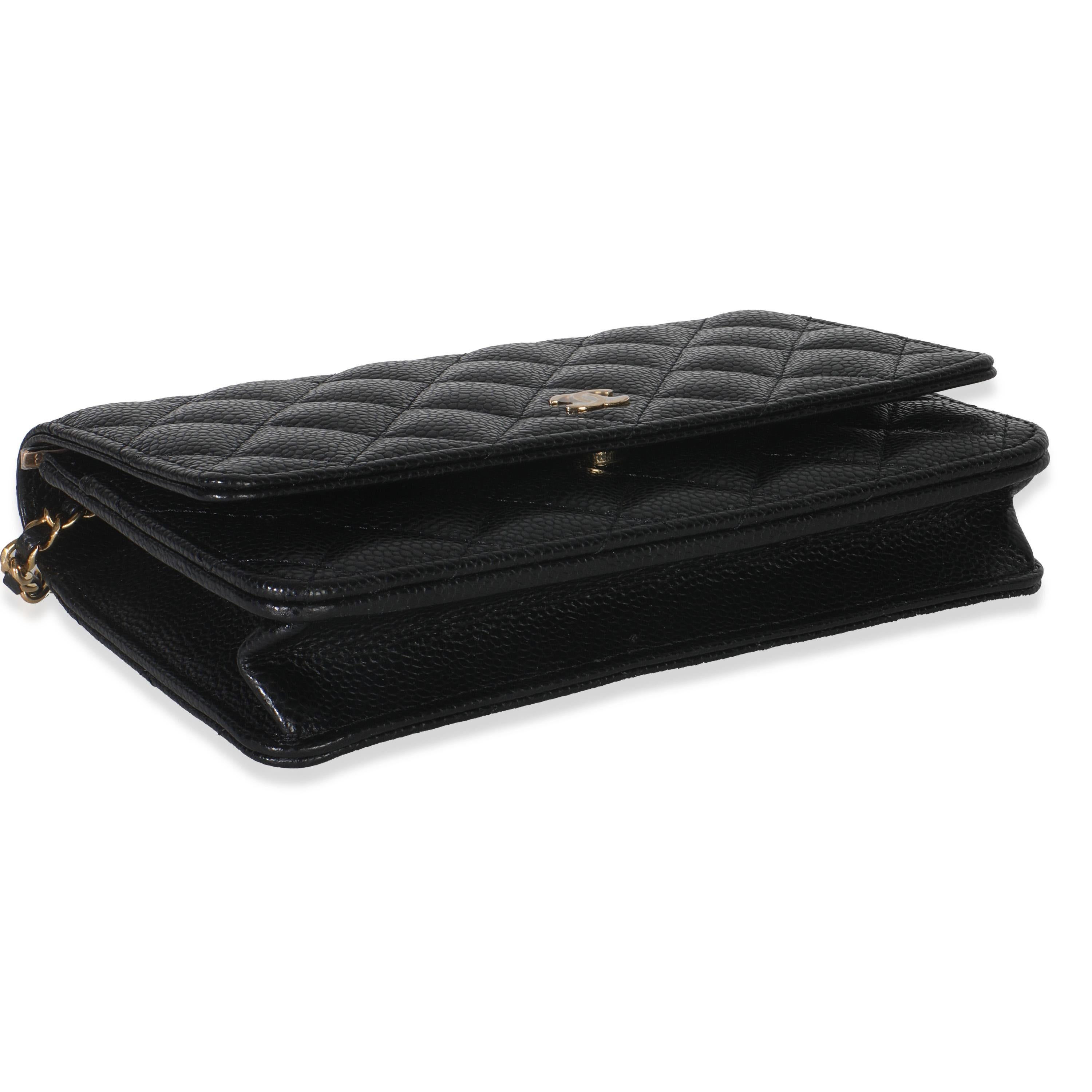 Chanel Portefeuille classique en caviar matelassé noir sur chaîne 2