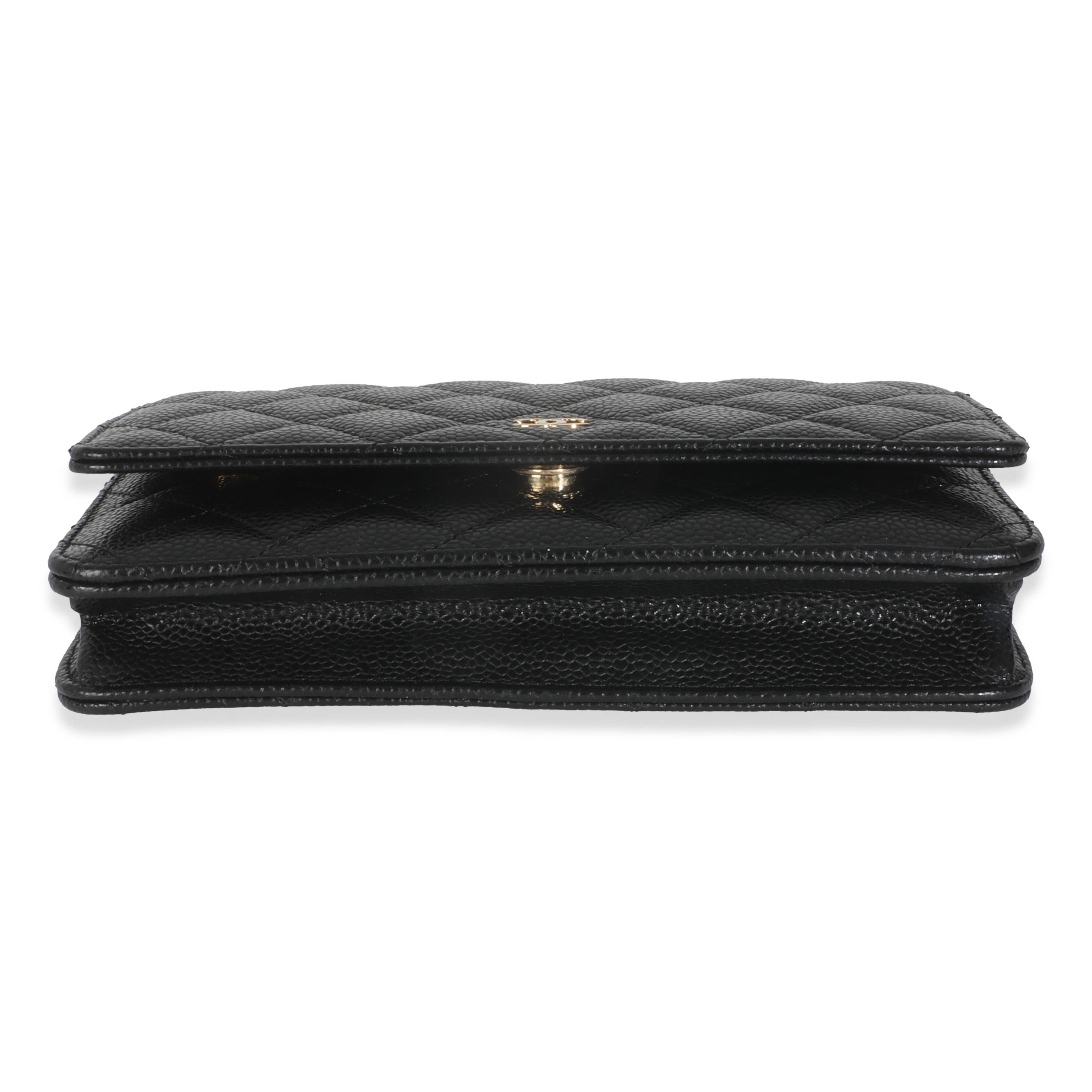 Chanel Black Quilted Caviar Classic Wallet On Chain 4