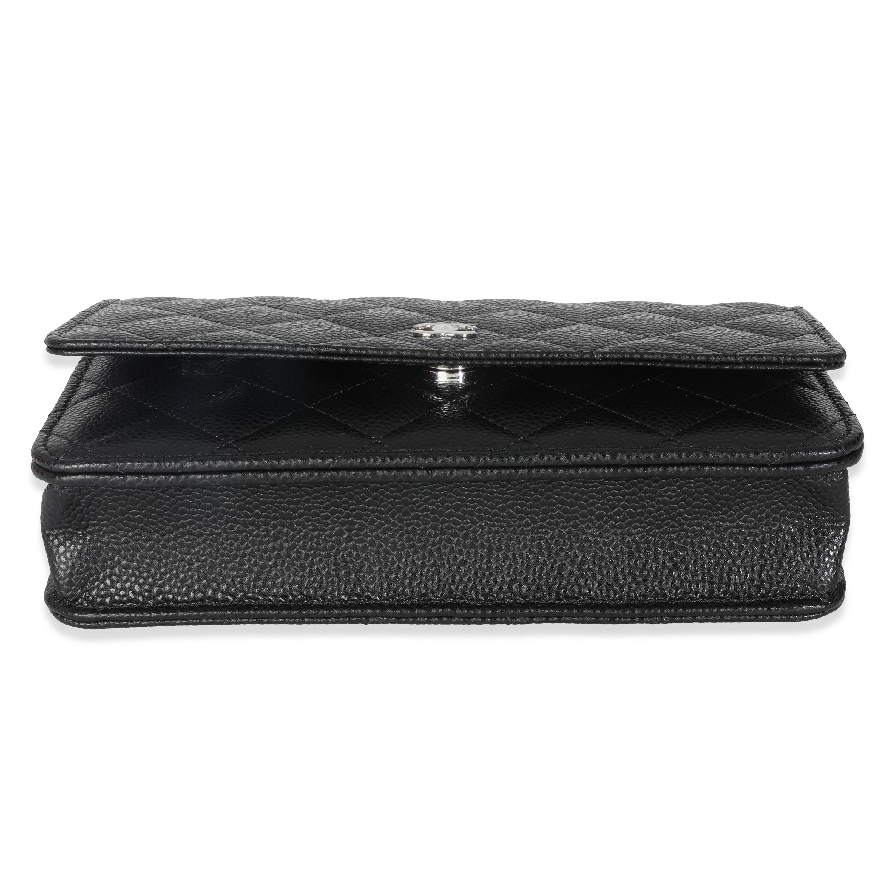 Chanel Black Quilted Caviar Classic Wallet On Chain For Sale 4