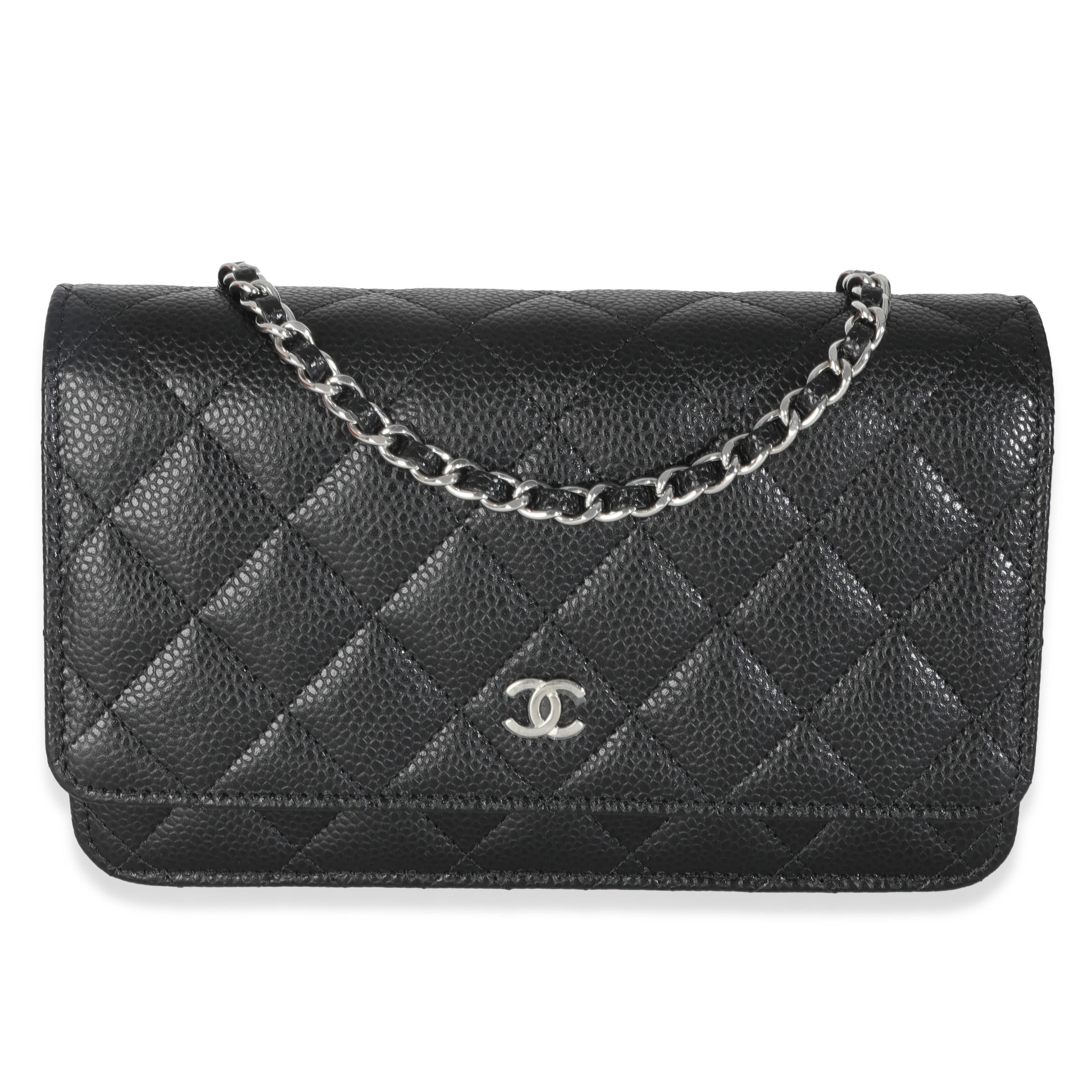 Chanel Black Quilted Caviar Classic Wallet On Chain For Sale
