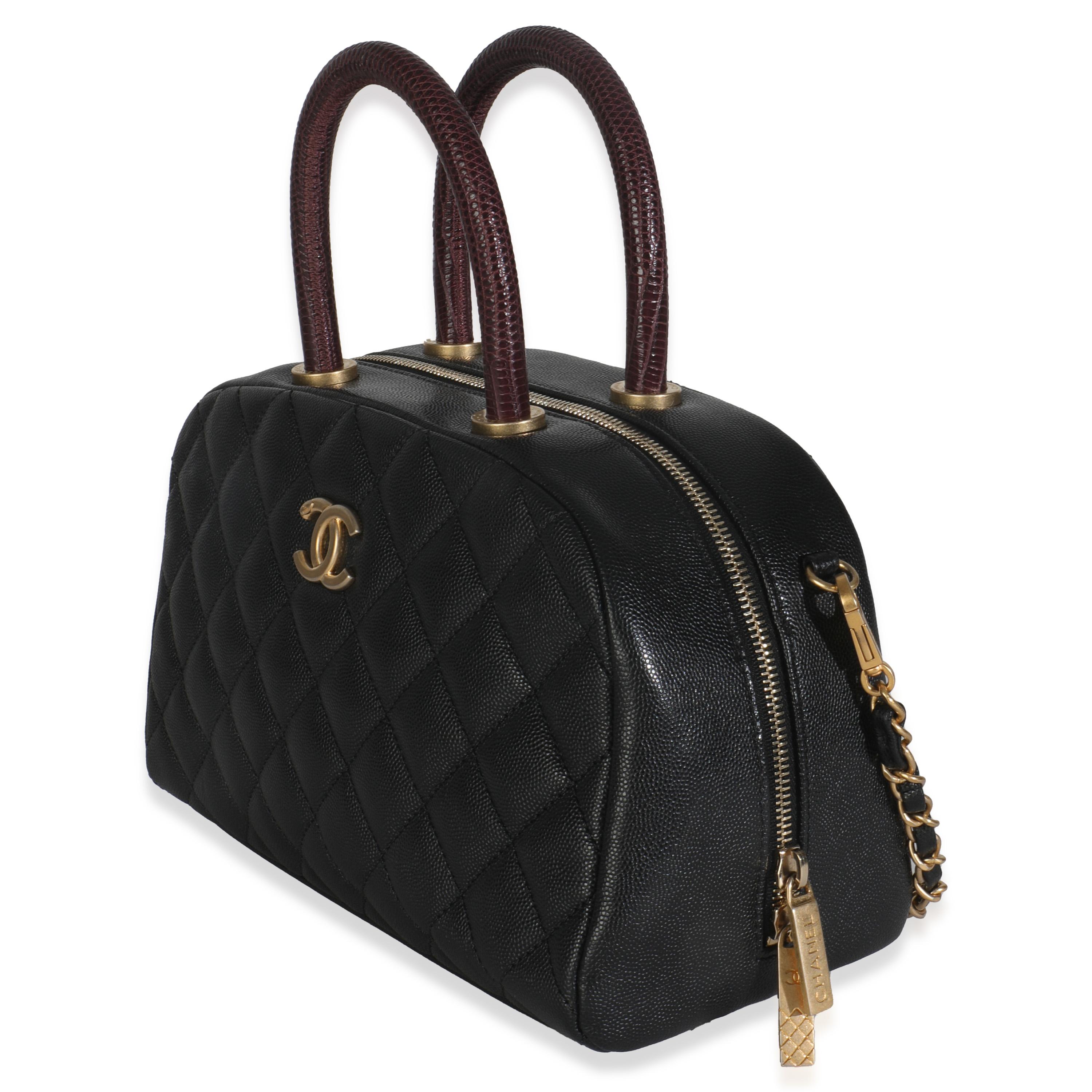 Chanel Black Quilted Caviar Coco Top Handle Bowling Bag In condizioni ottime in vendita a New York, NY
