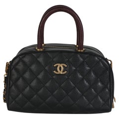 Chanel Black Quilted Caviar Coco Top Handle Bowling Bag