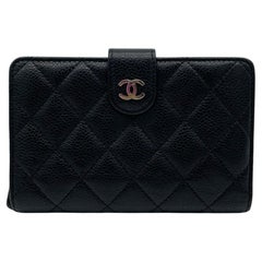 Chanel Black Quilted Caviar French Purse Wallet