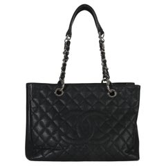 Chanel Schwarz Gesteppte Kaviar Grand Shopper Tote