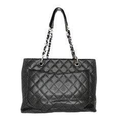 Chanel Schwarz gesteppt Kaviar Grand Shopper Tote GST