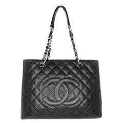 Chanel Black Quilted Caviar Grand Shopper Tote GST