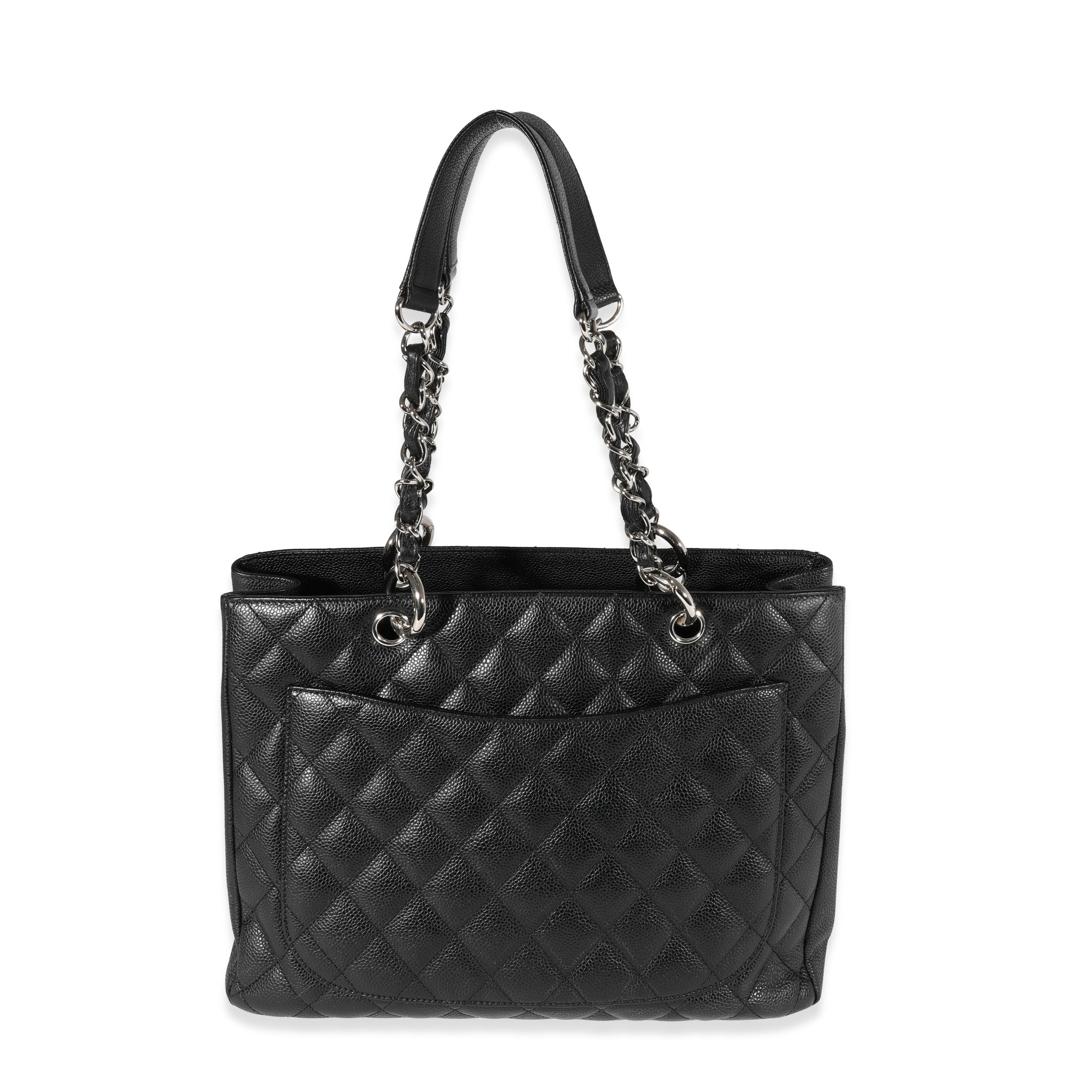 Chanel Black Quilted Caviar Grand Shopping Tote 1