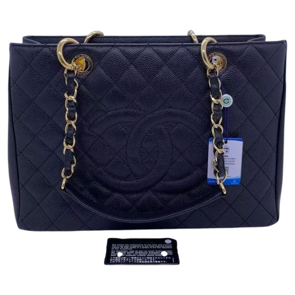 Chanel Black Quilted Caviar Grand Shopping Tote GST Bag