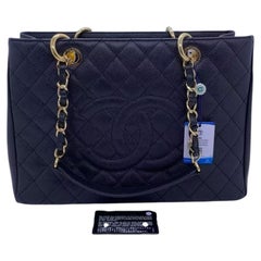 Chanel Black Quilted Caviar Grand Shopping Tote GST Bag