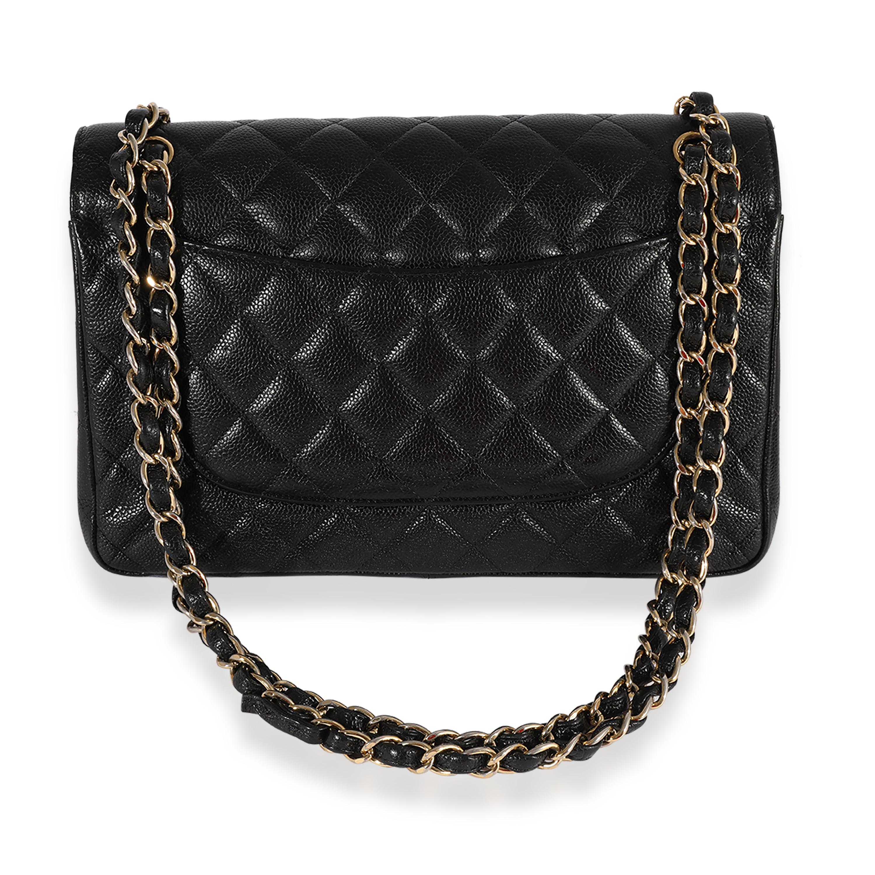 Chanel Black Quilted Caviar Jumbo Classic Double Flap Bag In Excellent Condition For Sale In New York, NY