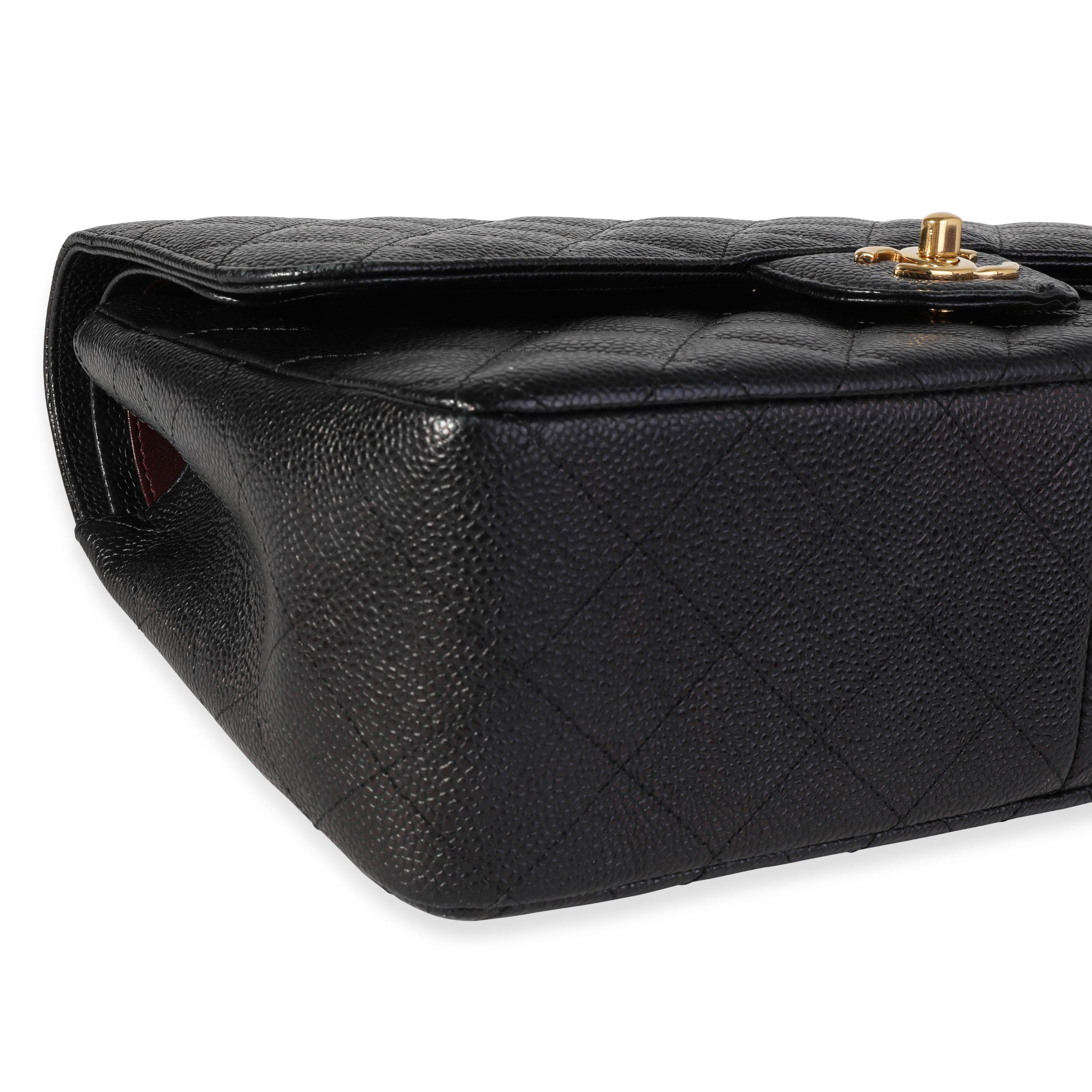 Chanel Black Quilted Caviar Jumbo Classic Double Flap Bag For Sale 2