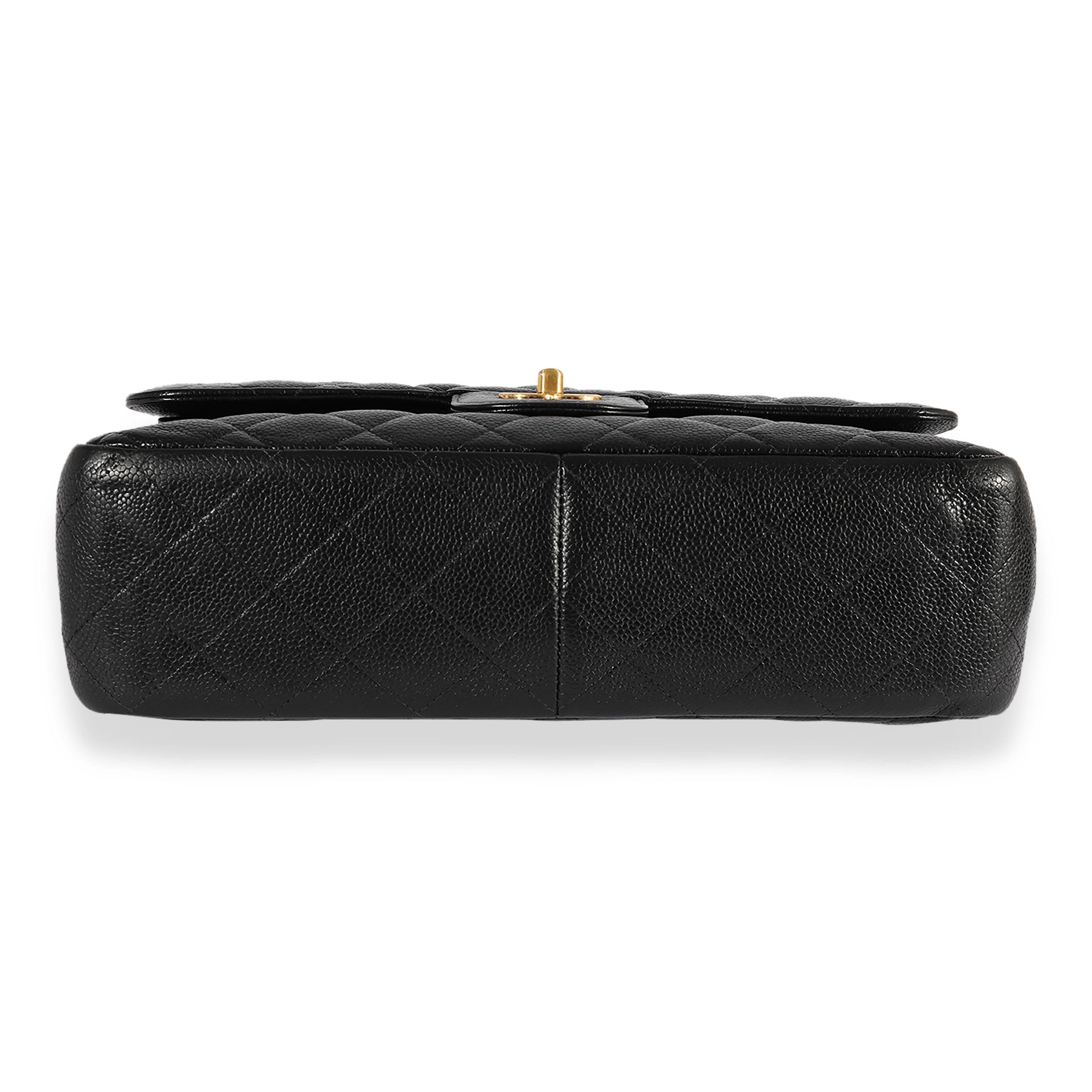 Chanel Black Quilted Caviar Jumbo Classic Double Flap Bag For Sale 3