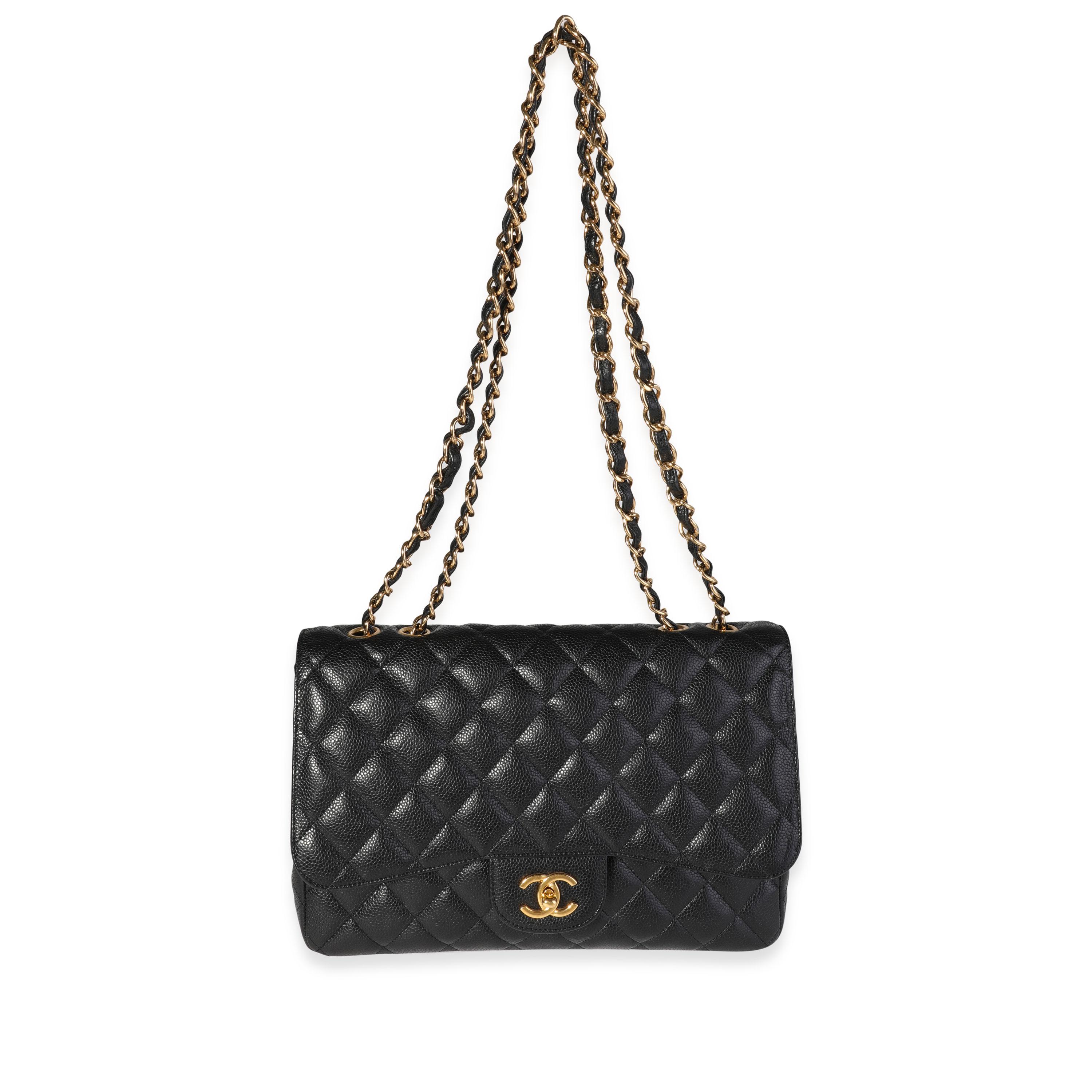 Listing Title: Chanel Black Quilted Caviar Jumbo Classic Single Flap Bag
SKU: 119034
MSRP: 9500.00
Condition: Pre-owned (3000)
Handbag Condition: Very Good
Condition Comments: Scratches to hardware. Wear to interior.
Brand: Chanel
Model: Classic