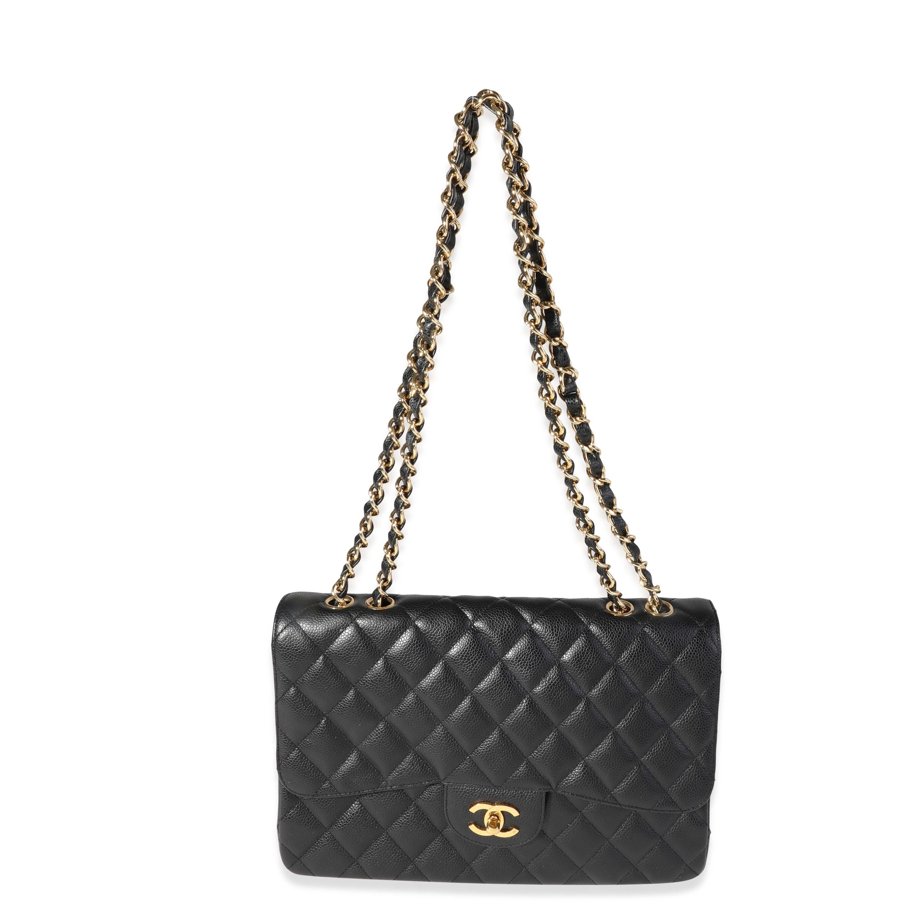 Listing Title: Chanel Black Quilted Caviar Jumbo Classic Single Flap Bag
SKU: 120349
MSRP: 9500.00

Handbag Condition: Very Good
Condition Comments: Very Good Condition. Scuffing to exterior corners. Scratching to hardware. Scuffing to interior